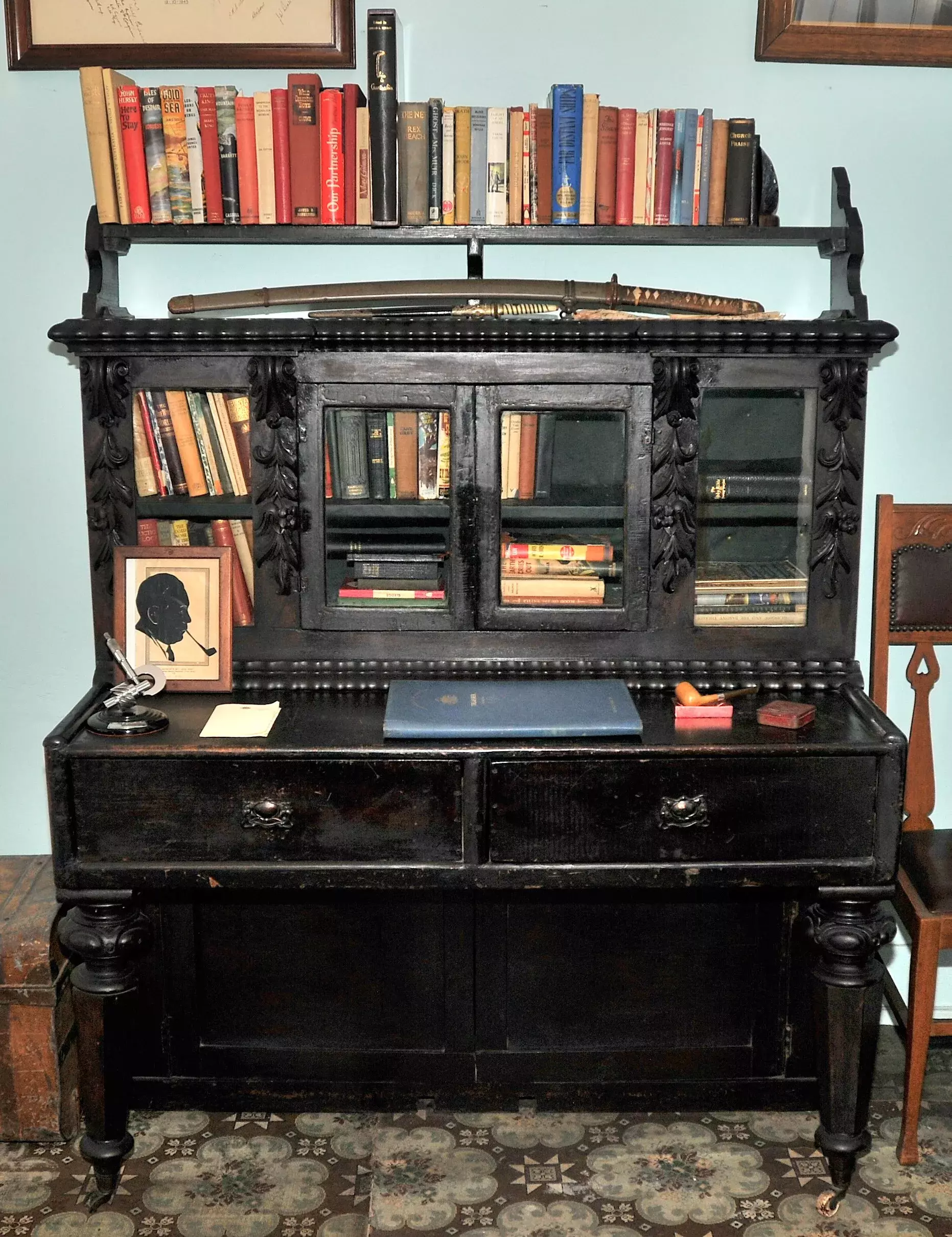 A brown desk from Ben Chifley's home in Bathurst.